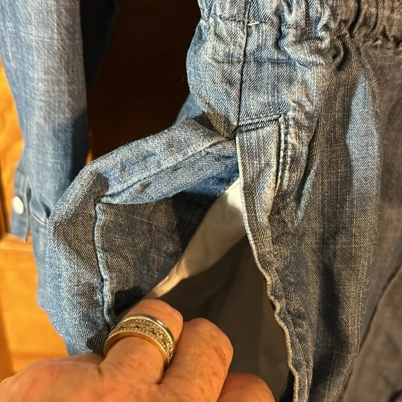 Gap Women’s chambray Long Sleeve Dress w/ elastic waist w/Drawstring size Small - Picture 5 of 8